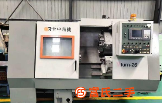 轉讓機械廠急售二手臺中Vturn-26數(shù)控斜軌車發(fā)那科系統(tǒng)硬