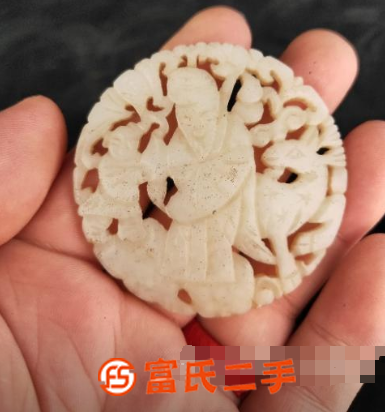 古玩古董 老玉器 清代童子拜壽老和田玉牌 古玉 老玉