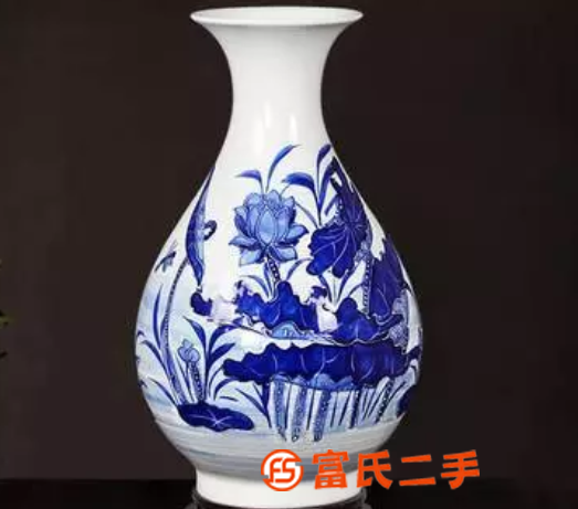 景德鎮青花仿古陶瓷器小花瓶雙龍紋大天球瓶
