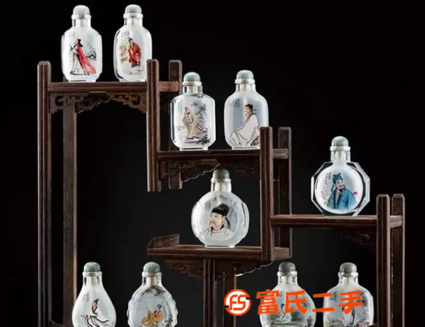 王習三內畫十大詩人水晶鼻煙壺特色手工藝品鼻煙瓶