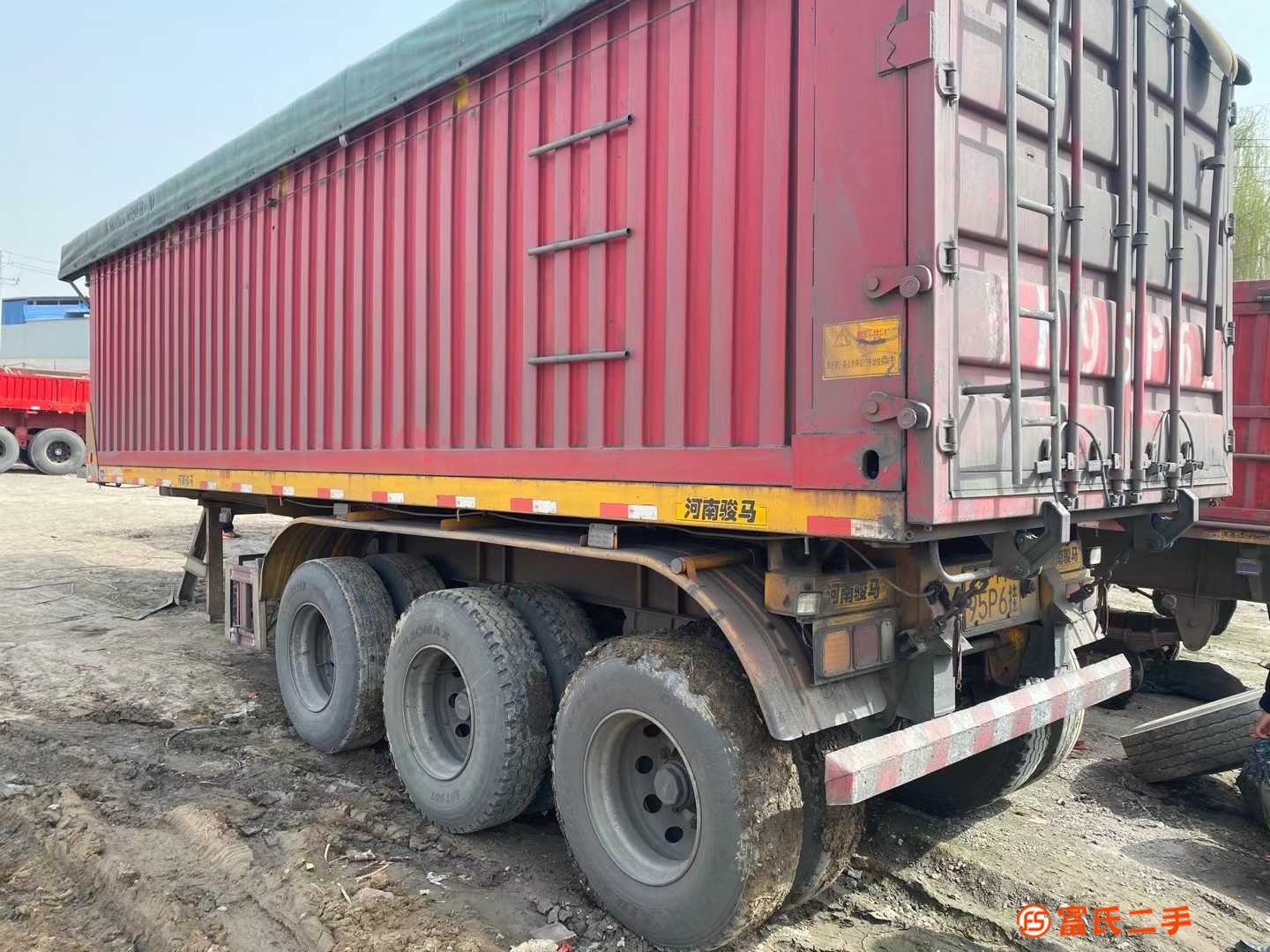 低價出售二手8.5米平板自卸后翻半掛車，車況板正，手續齊全
