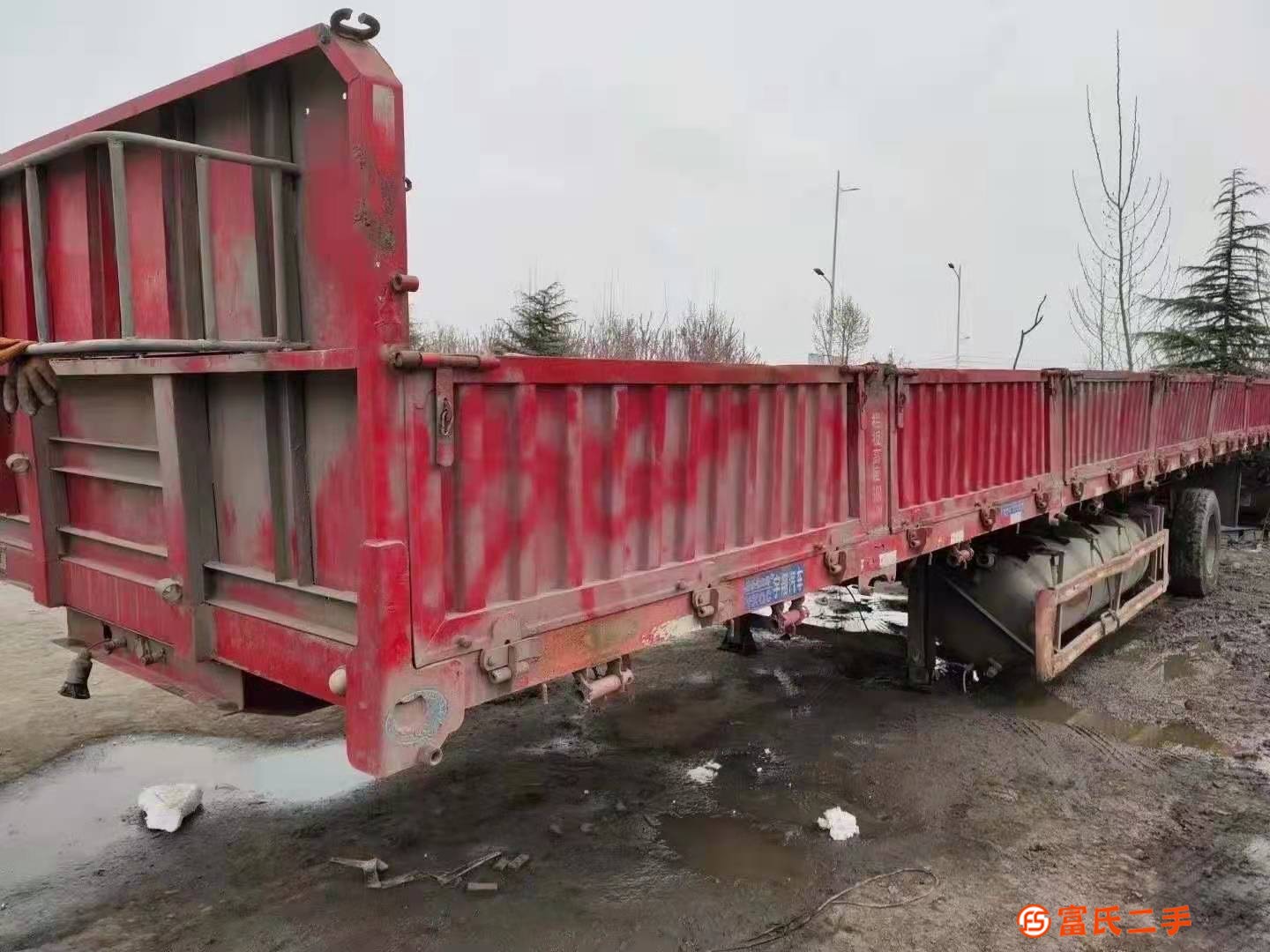 出售二手13米60標箱自卸側翻半掛車 平板后翻等手續齊全