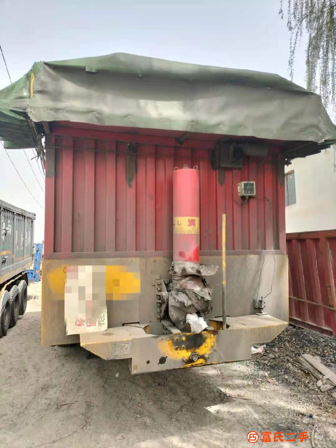 出售二手8.5米1.8米平板自卸后翻半掛車側翻等手續齊全
