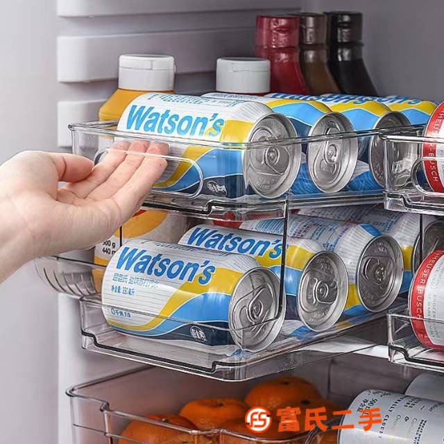 塑料pet透明冰箱收納盒神器自動滾輪啤酒可樂易拉罐雙層飲料架