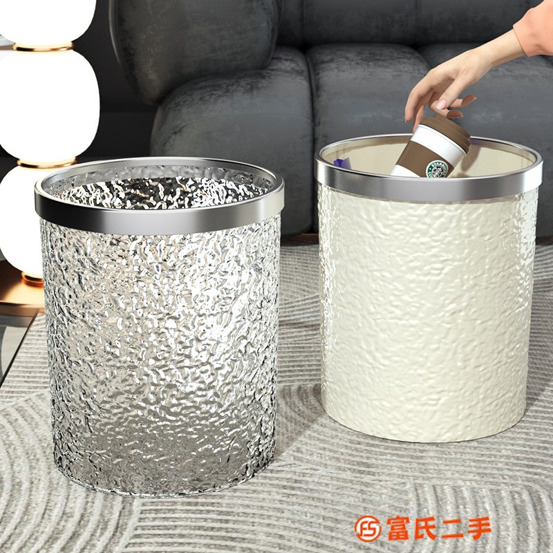 高顏值垃圾桶家用客廳透明垃圾收納壓圈大容量客廳臥室廚房垃圾簍