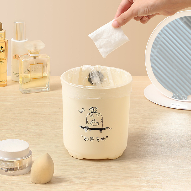 桌面垃圾桶奶油風垃圾收納筒餐桌茶幾收納桶家用臥室床頭小號紙簍 