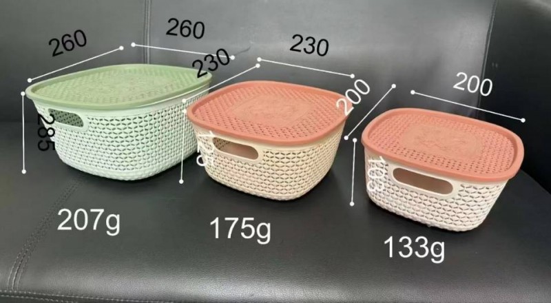 帶蓋鏤空收納籃子